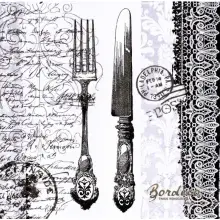 Serwetka do decoupage sztućce na koronkowym obrusie 33x33 PAPSTAR Unikat